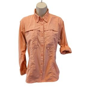 Worldwide sportsman women fishing shirt roll tab sleeve Vented medium pink ^